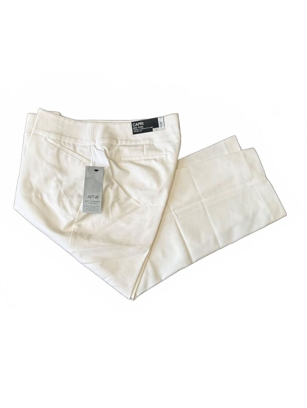 Apt 9 Women's NEW Capri Pants Size 12 White Summer Spring City Chic Cropped